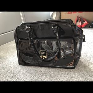 Anya Hindemarch brown patent leather bag